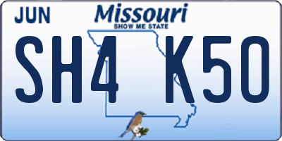 MO license plate SH4K5O