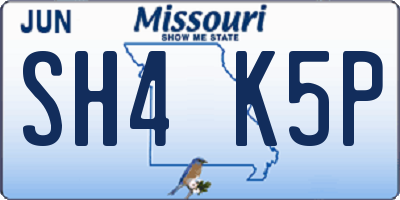 MO license plate SH4K5P