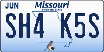 MO license plate SH4K5S