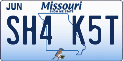 MO license plate SH4K5T
