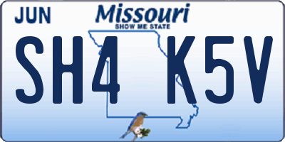 MO license plate SH4K5V