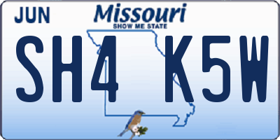MO license plate SH4K5W