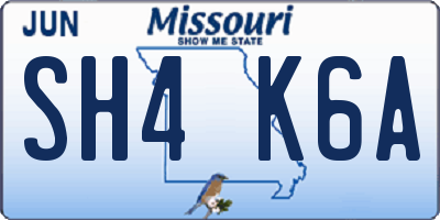 MO license plate SH4K6A