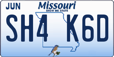 MO license plate SH4K6D