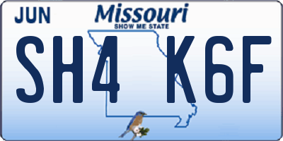 MO license plate SH4K6F