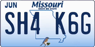 MO license plate SH4K6G