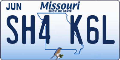 MO license plate SH4K6L