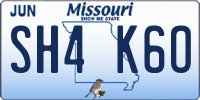 MO license plate SH4K6O