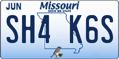 MO license plate SH4K6S
