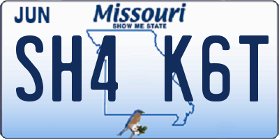 MO license plate SH4K6T