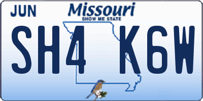 MO license plate SH4K6W