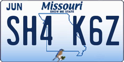 MO license plate SH4K6Z