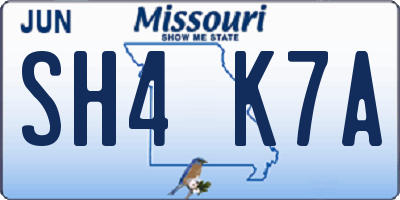 MO license plate SH4K7A