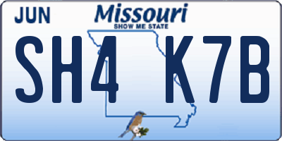 MO license plate SH4K7B