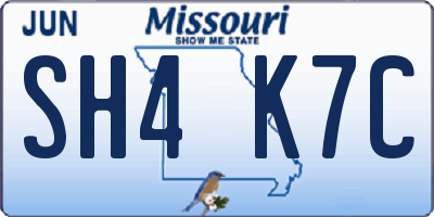 MO license plate SH4K7C