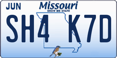 MO license plate SH4K7D
