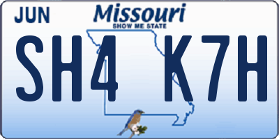 MO license plate SH4K7H