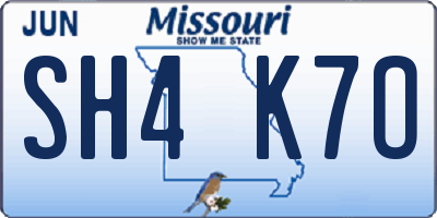 MO license plate SH4K7O
