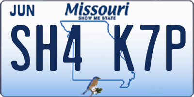 MO license plate SH4K7P