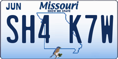 MO license plate SH4K7W