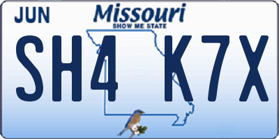 MO license plate SH4K7X