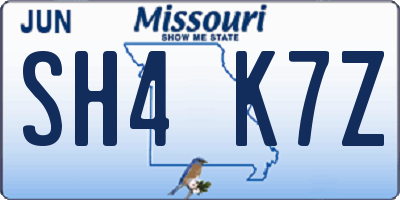 MO license plate SH4K7Z