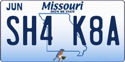 MO license plate SH4K8A
