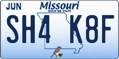 MO license plate SH4K8F