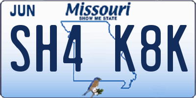 MO license plate SH4K8K
