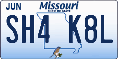 MO license plate SH4K8L