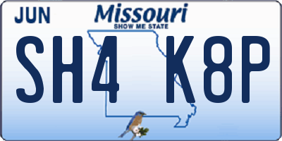 MO license plate SH4K8P