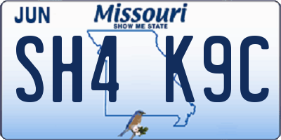 MO license plate SH4K9C