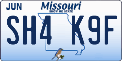 MO license plate SH4K9F