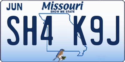 MO license plate SH4K9J