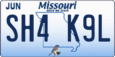 MO license plate SH4K9L