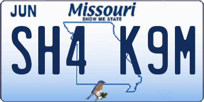MO license plate SH4K9M