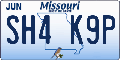 MO license plate SH4K9P