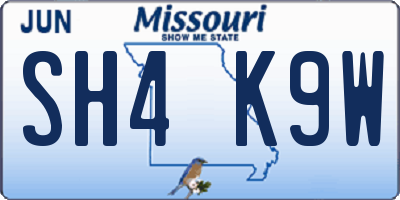 MO license plate SH4K9W