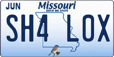 MO license plate SH4L0X