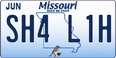 MO license plate SH4L1H