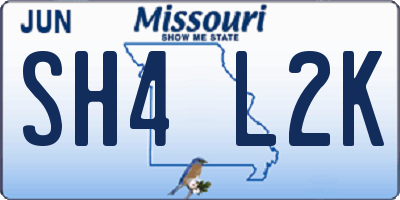 MO license plate SH4L2K