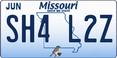 MO license plate SH4L2Z