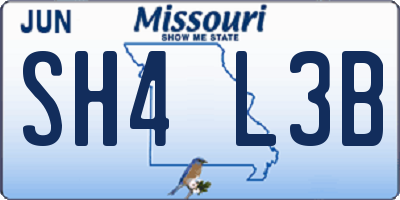 MO license plate SH4L3B