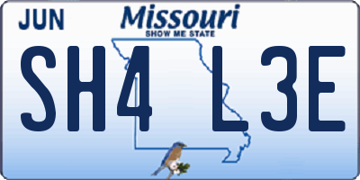 MO license plate SH4L3E
