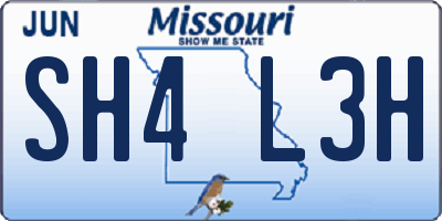 MO license plate SH4L3H
