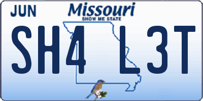 MO license plate SH4L3T