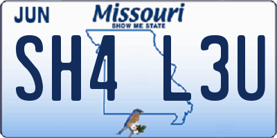 MO license plate SH4L3U