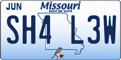 MO license plate SH4L3W
