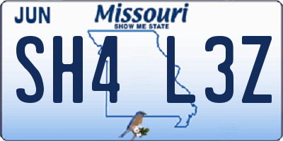 MO license plate SH4L3Z