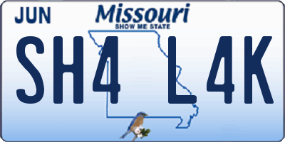 MO license plate SH4L4K